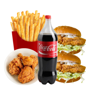 Combo 2 [ 4 pcs chicken,2 chicken burger, french fries large,coca cola-2.25L]
