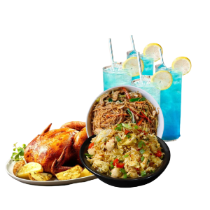 Combo 5 [ grill/BBQ full chicken,4 chicken fried rice/noodles,4 Mojito (any flavour)]