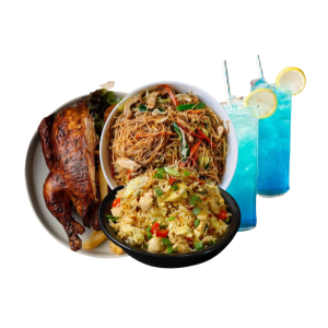 Combo 6 [ grill/BBQ half chicken,2 chicken fried rice/noodles,2 Mojito (any flavour)]