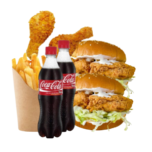 Combo 1[ 2 pcs chicken,2 chicken burger, french fries large,2 coca cola-250ml]